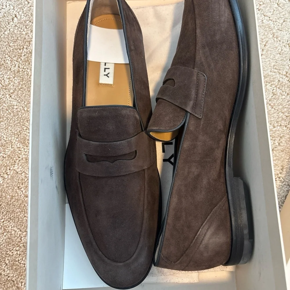 Bally Italian Windsor U Brown Suede Penny Loafers